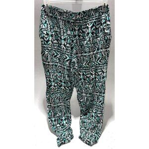 Cato Woman 14/16W Black White Turquoise Aztec Design Pants
